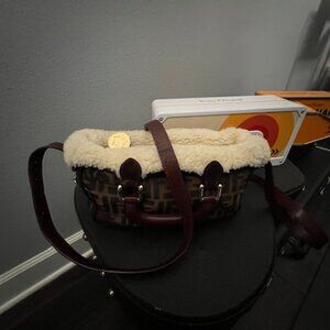 LIMITED Edition Fendi Zucca Baguette • Sherpa • Coin Zipper Pull • Entrupy Auth